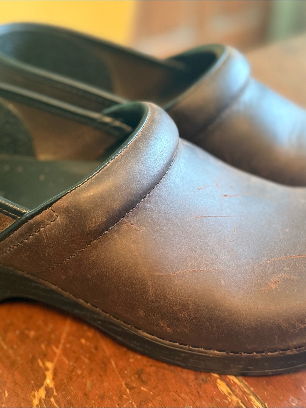 Men's Brown Leather Dansko Slip-On Clog